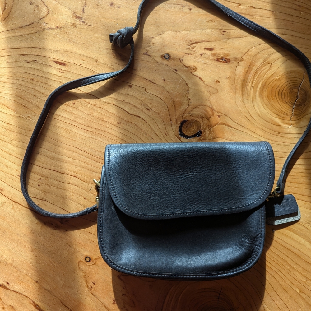 Coach Black Leather Crossbody Bag Purse Vintage